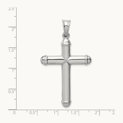 Hollow Cross Pendant, 14K White Gold