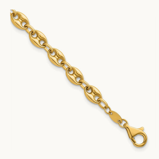 Polished Puffed Mariner 7.5 in Bracelet, 14K