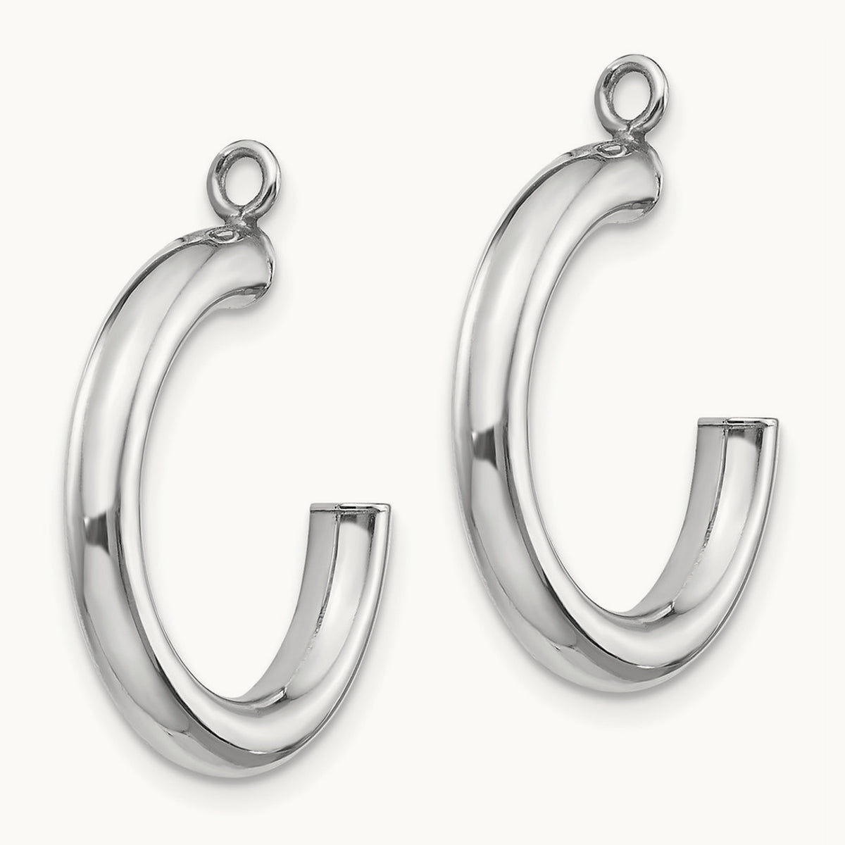 Polished Tube Hoop Earring Jackets — 14K White Gold, 29mm