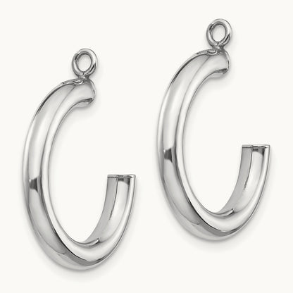 Polished Tube Hoop Earring Jackets — 14K White Gold, 29mm