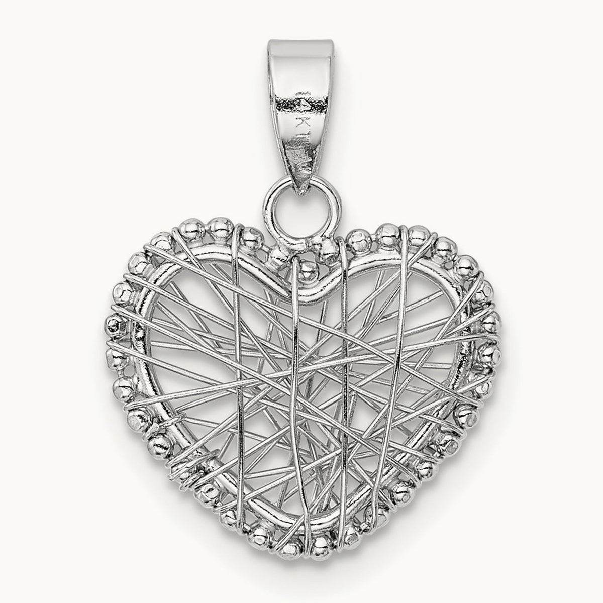 Open Wire Heart Pendant, 14K White Gold