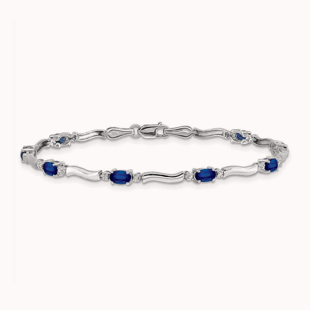 Diamond and Sapphire Bracelet, 14K White Gold