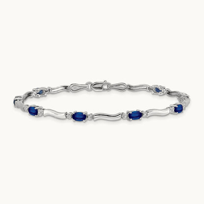 Diamond and Sapphire Bracelet, 14K White Gold