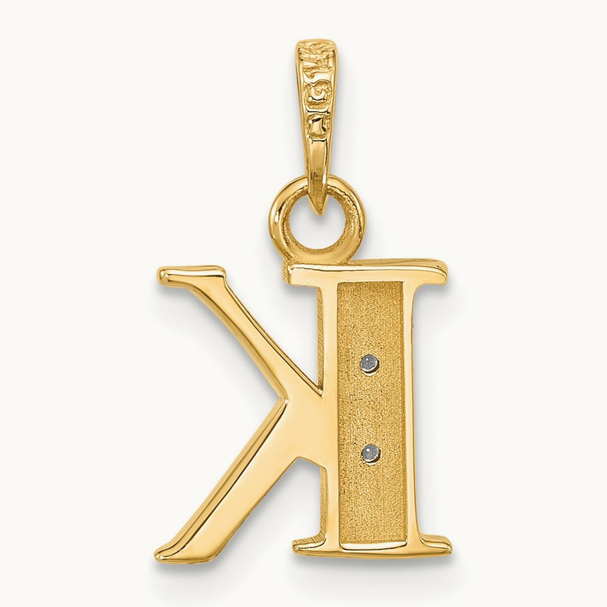 Diamond Letter K Initial Pendant, 14K with Rhodium