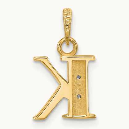 Diamond Letter K Initial Pendant, 14K with Rhodium