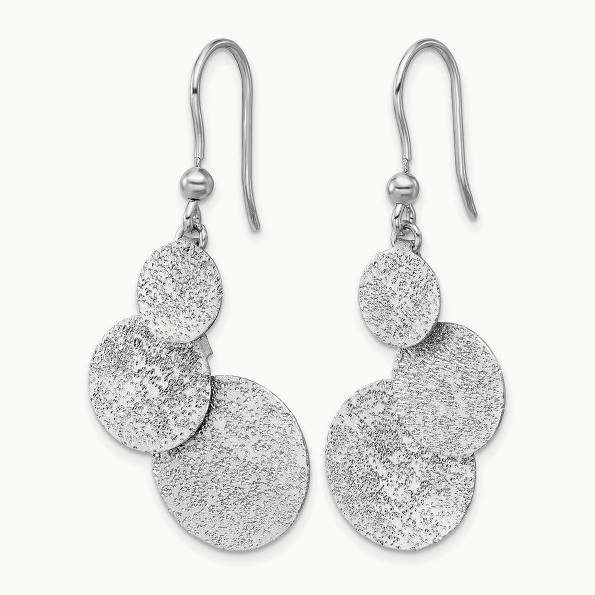 SS RH-plated Radiant Essence Textured Circles Dangle Earrings — Leslie's