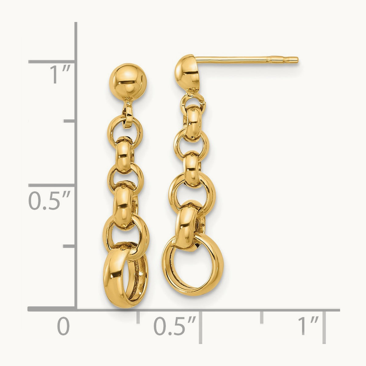 Polished Circle Link Post Earrings, 14K