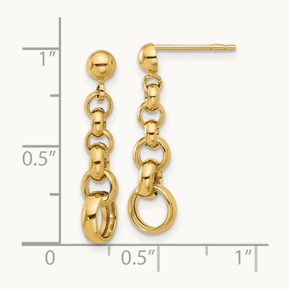 Polished Circle Link Post Earrings, 14K