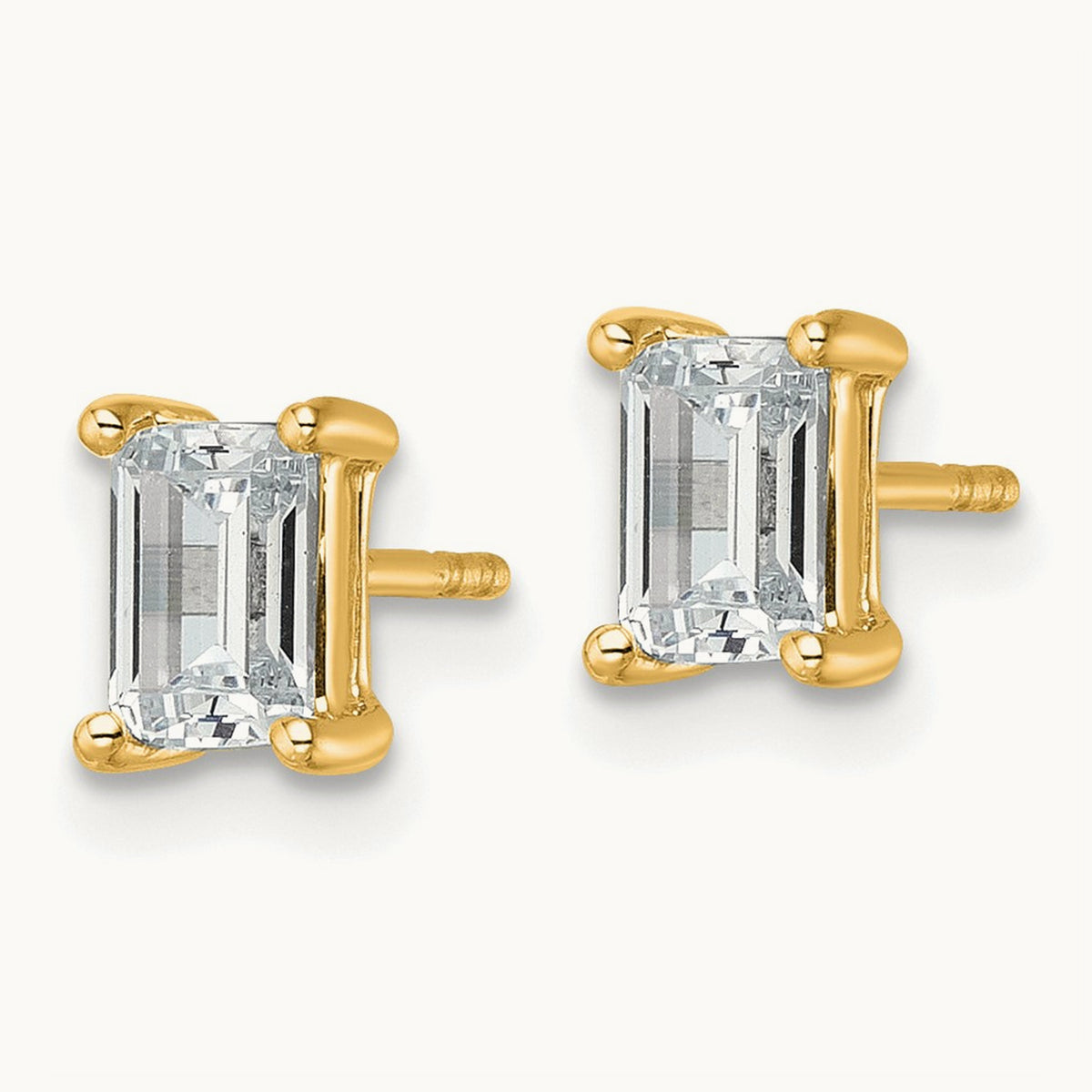 Emerald Four-Prong Stud Earrings, 0.50-6.00 ct tw Lab-Grown Diamond — 1 1/2 ct, 14K Yellow Gold