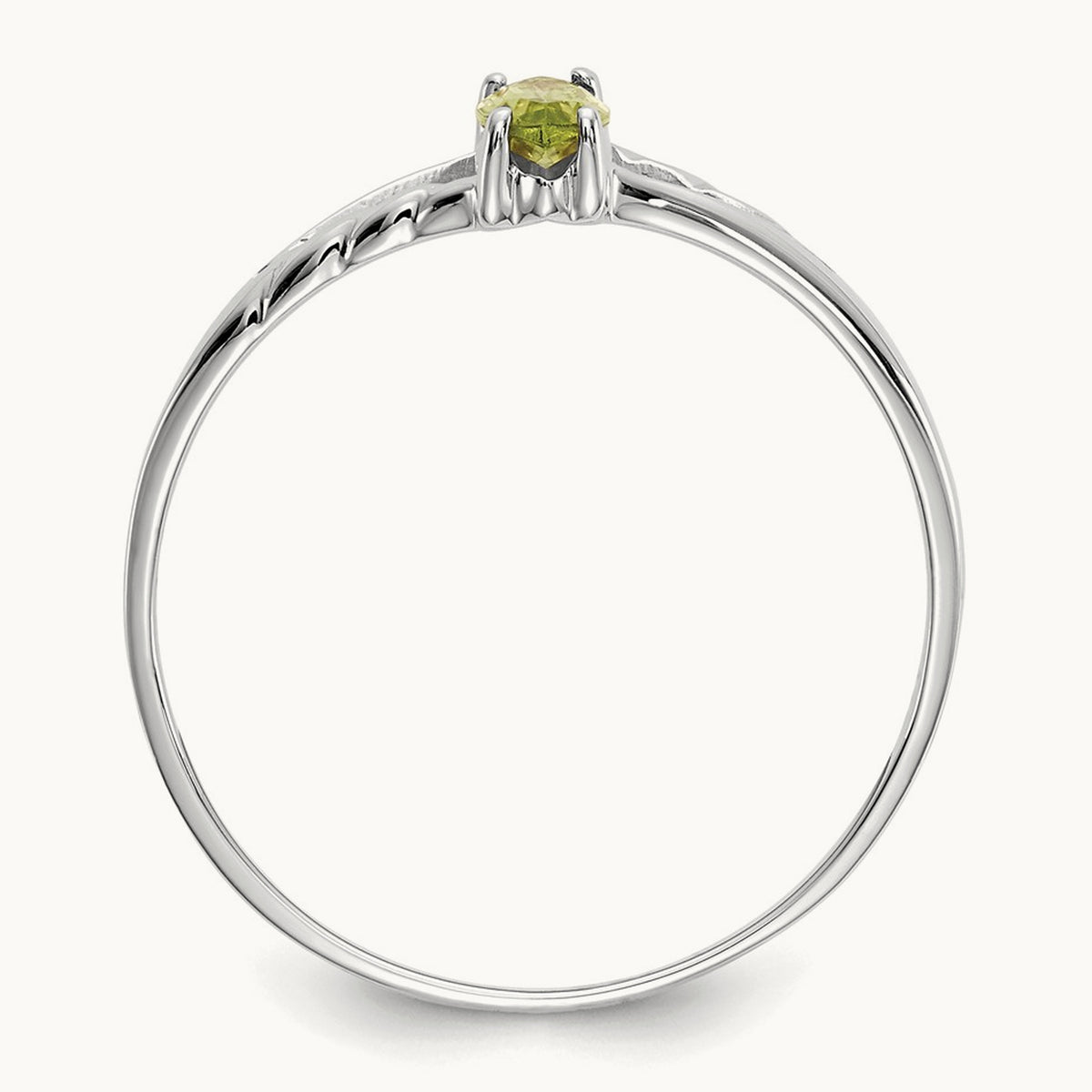 Peridot Birthstone Ring, 14K White Gold