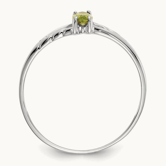 Peridot Birthstone Ring, 14K White Gold