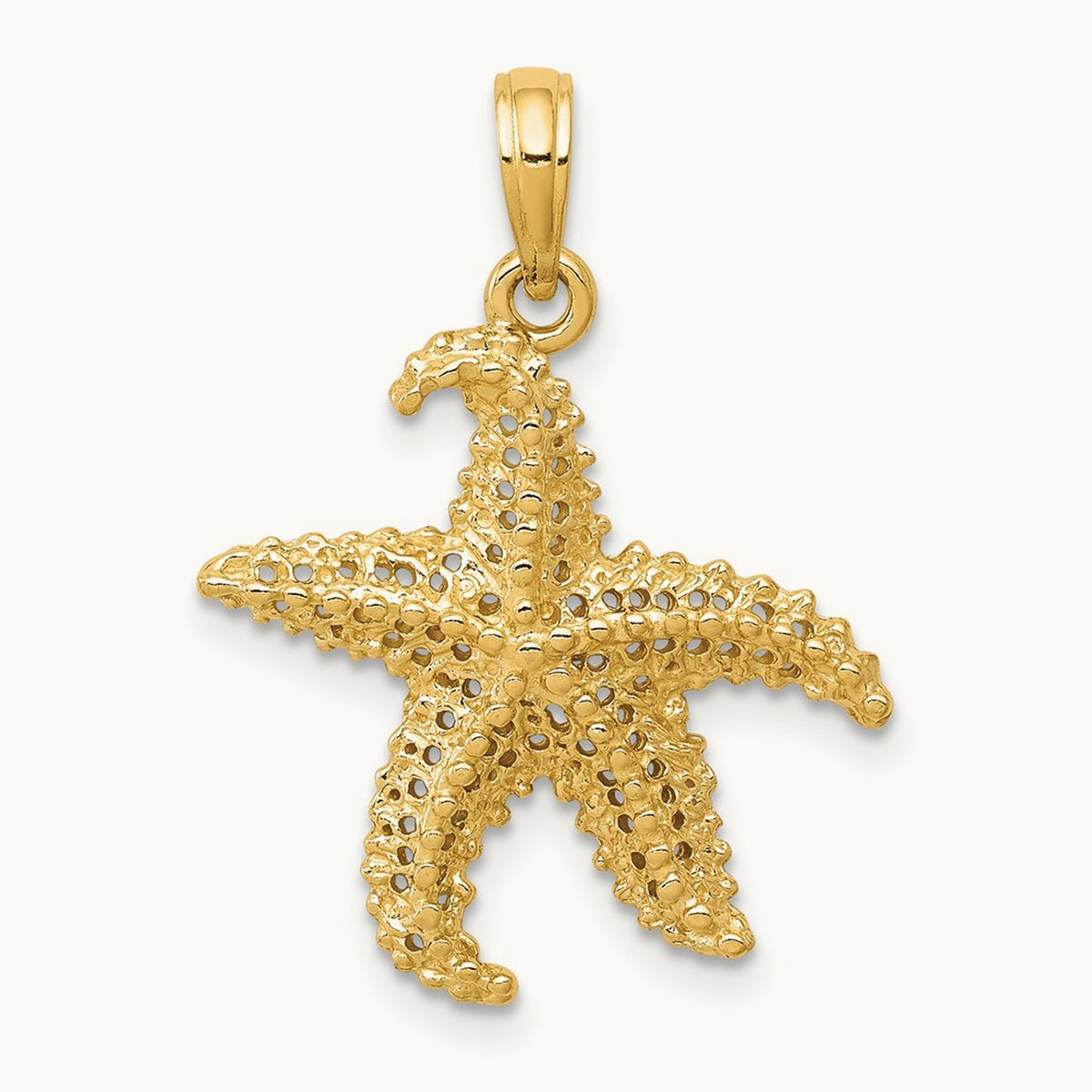 Polished Open-Backed Starfish Pendant — 14K Yellow Gold