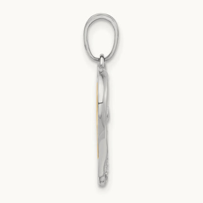 Tri-color Diamond-cut Hearts Pendant, 14K