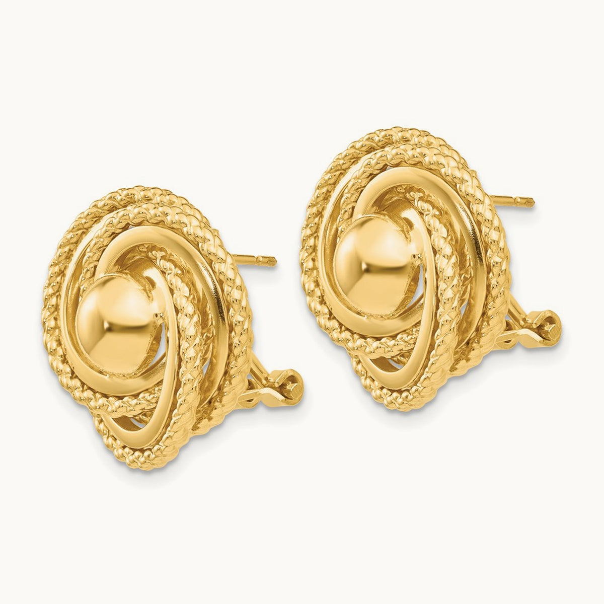 Polished & Twisted Fancy Omega Back Post Earrings, 14K