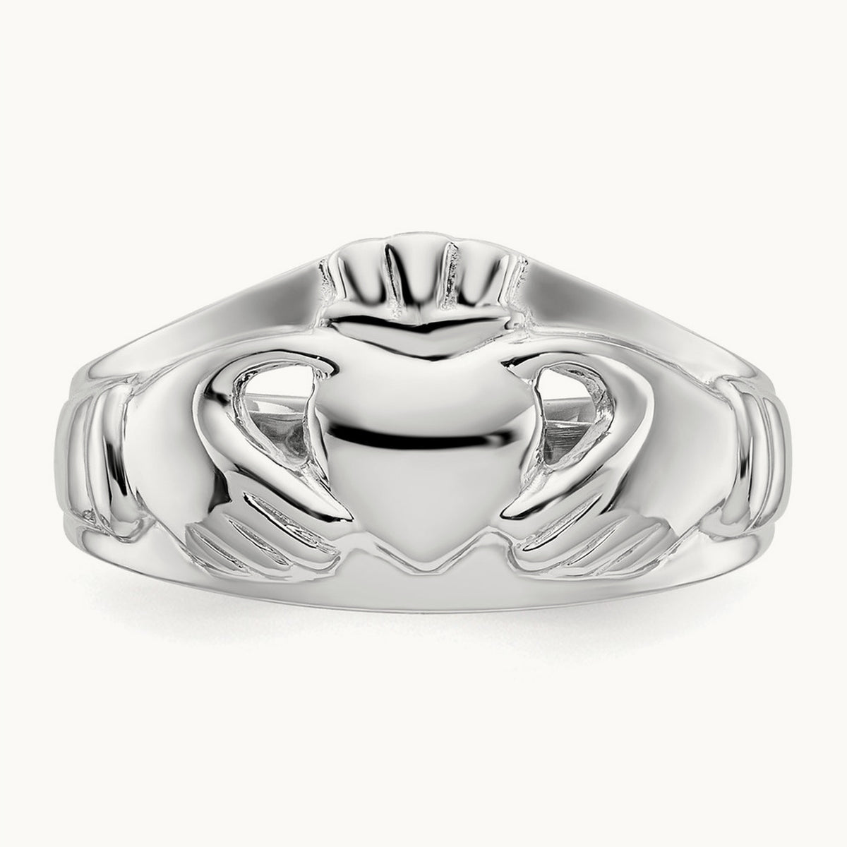 Ladies Claddagh Ring, 14K White Gold