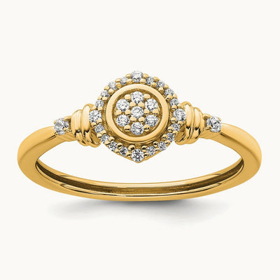 Complete Diamond Round Cluster Halo Engagement Ring, 1.4mm thick — 14K Yellow Gold