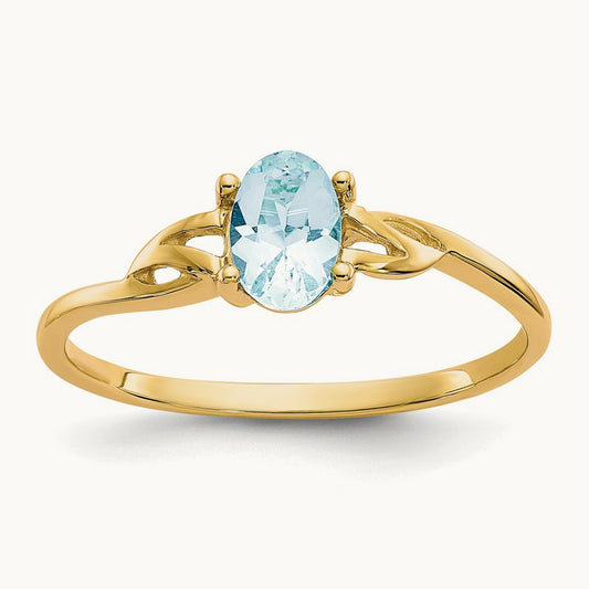 Aquamarine Birthstone Ring, 14K