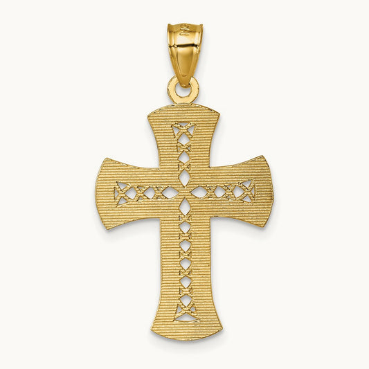 Polished Diamond-cut Textured Fancy Cross Pendant — photo set