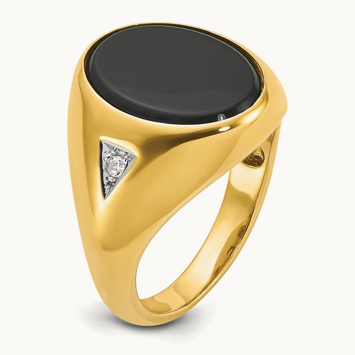 IBGoodman Men's Oval Onyx and Diamond Complete Ring, 14K