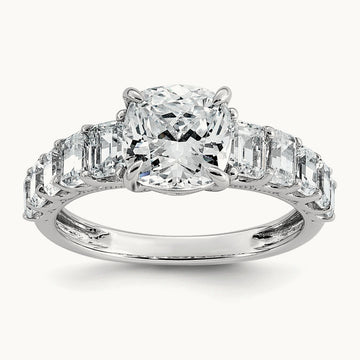 Cushion Engagement Ring, 3.25 ct tw Lab-Grown Diamond — 14K White Gold