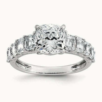 Cushion Engagement Ring, 3.25 ct tw Lab-Grown Diamond — 14K White Gold