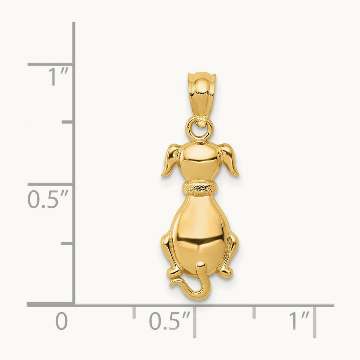 Polished Sitting Dog Pendant, 14K