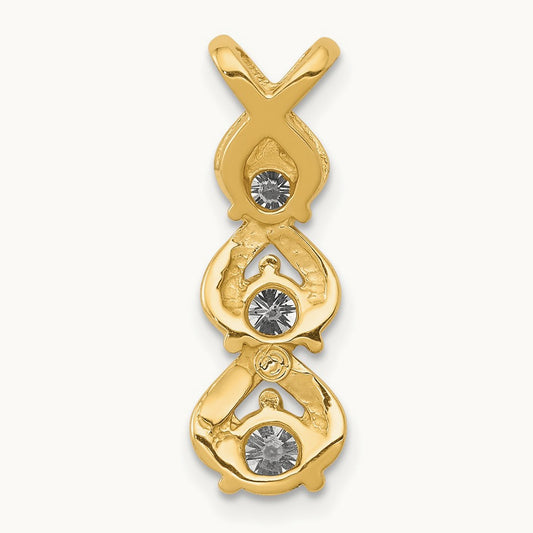 A Diamond 3 Stone Criss-Cross Chain Slide