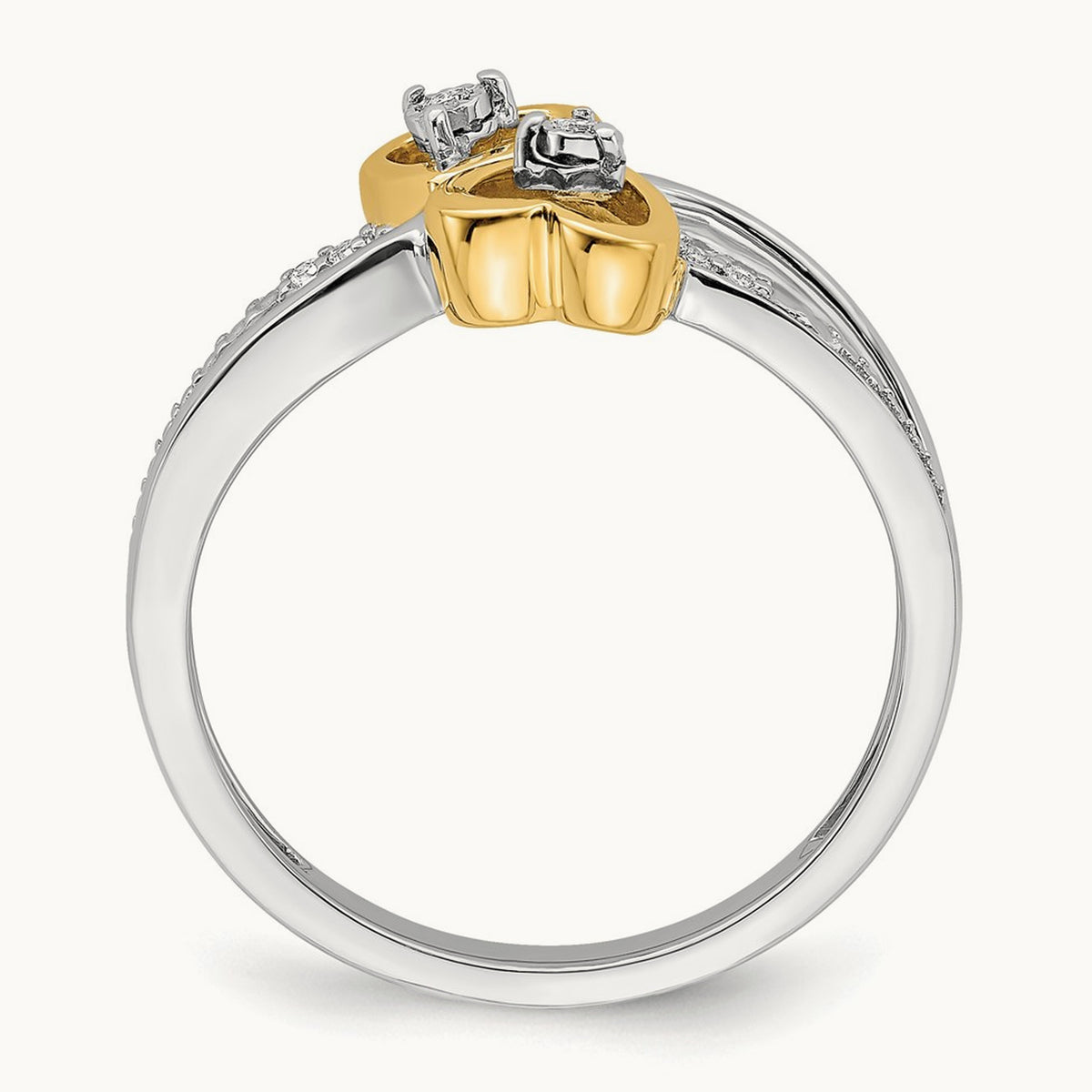 Polished Double Heart Diamond Ring — photo set