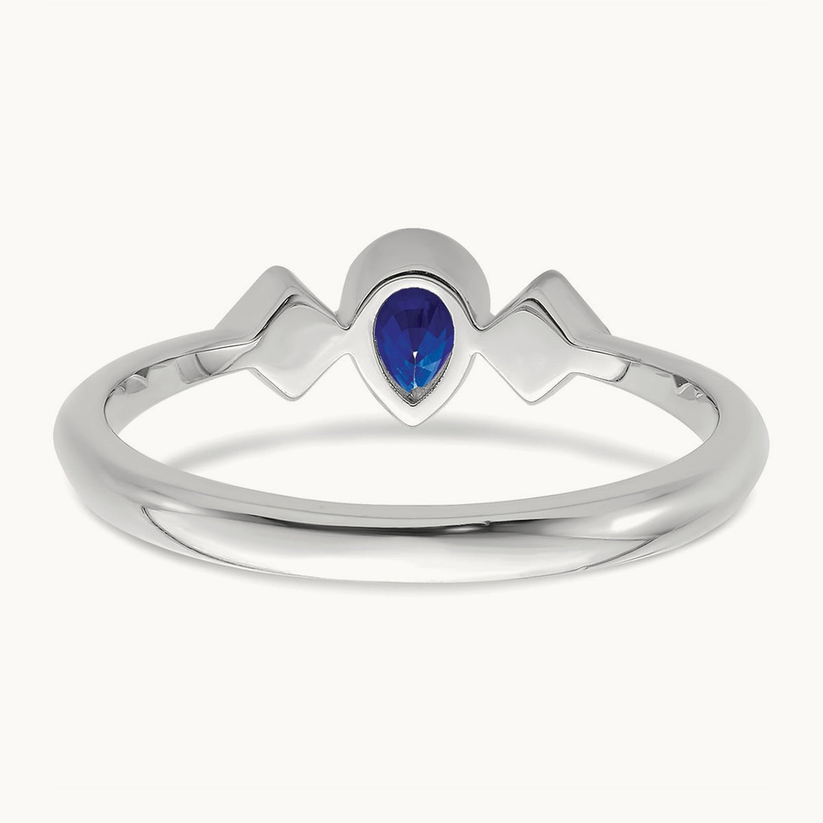 Pear Bezel Sapphire and Diamond Ring — 14K White Gold, 7