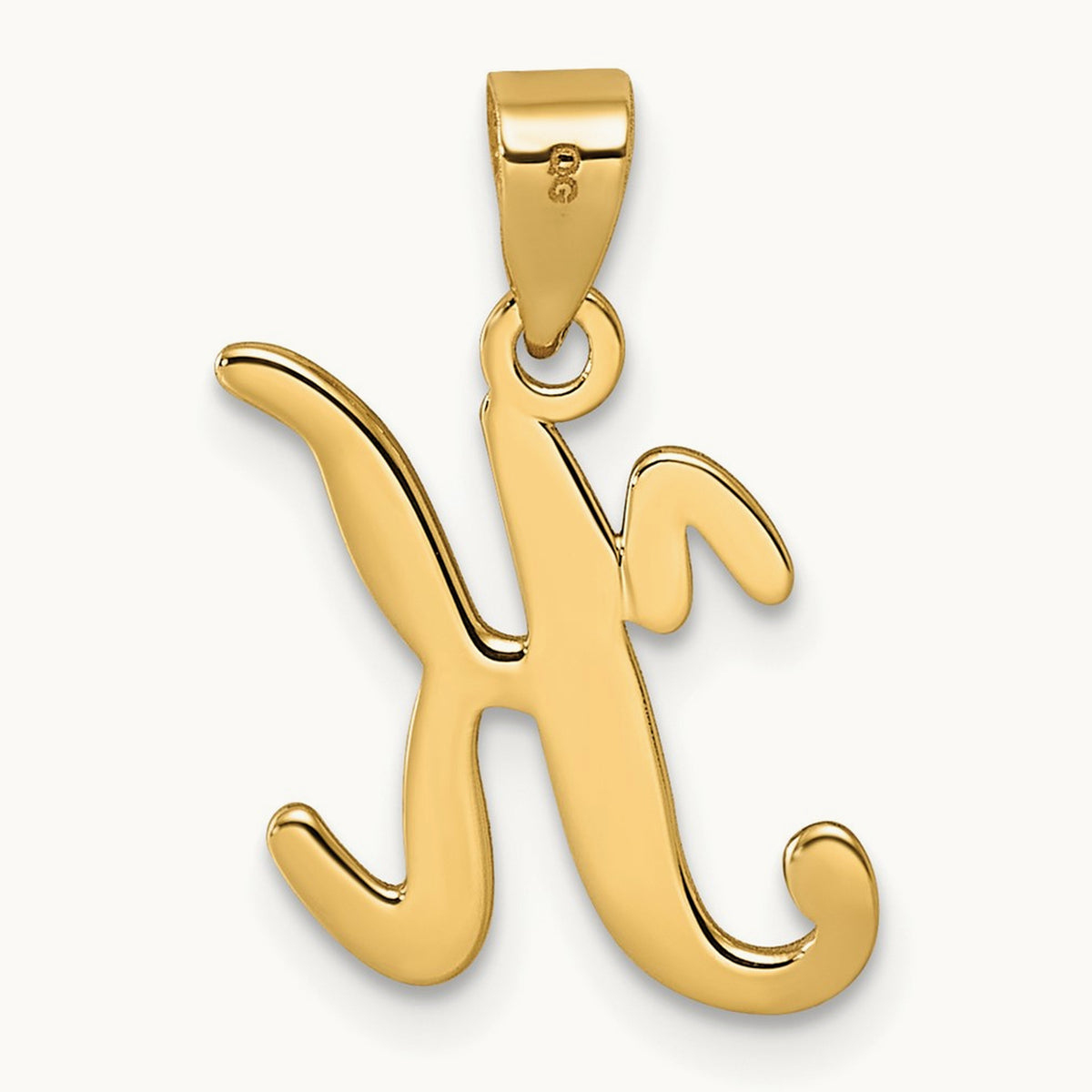 Script Letter K Initial Pendant, 14K Yellow Gold
