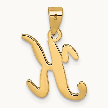 Script Letter K Initial Pendant, 14K Yellow Gold
