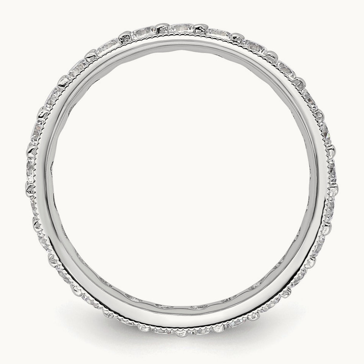 Polished Vintage Diamond Eternity Band, 1.00 ct tw — 14K White Gold