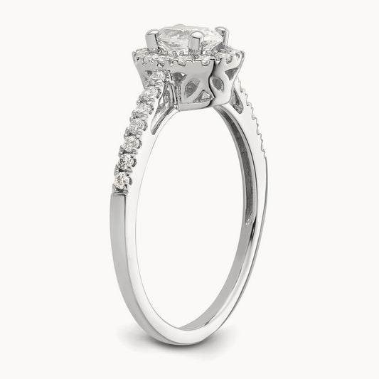 Oval Semi-Mount Halo Engagement Ring — 2/7 ct, 7