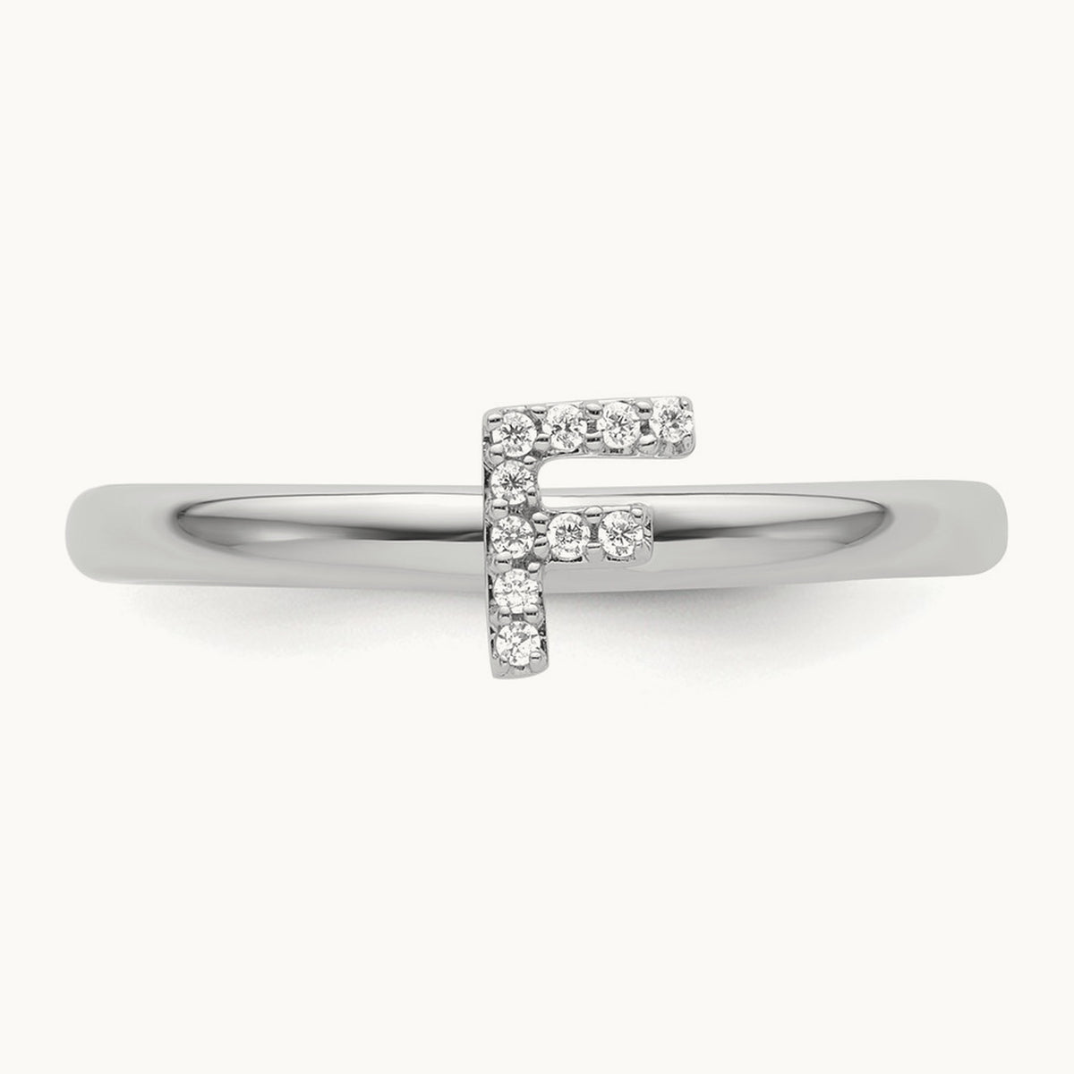 Stackable Diamond Ring — 14K White Gold, F