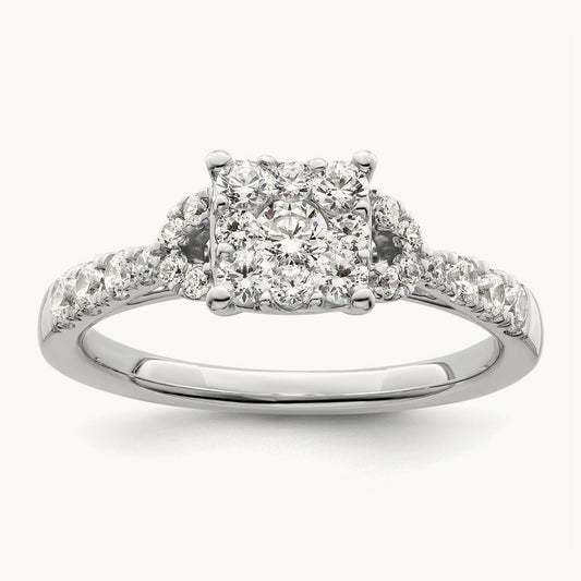 Cluster Engagement Ring, 0.75 ct tw Lab-Grown Diamond