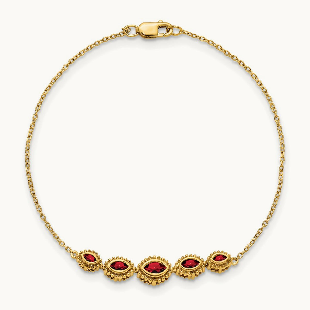 Marquise Garnet Bracelet — 14K Yellow Gold