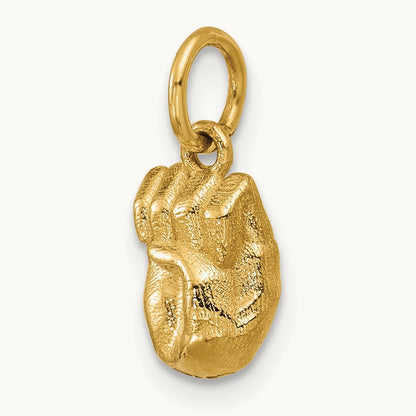 American Sign Language Alphabet Fingerspelling Sign E Pendant, 14K