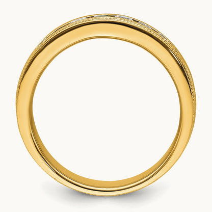 7 Stone Men's Ring, 0.50 ct tw Lab-Grown Diamond — 14K Yellow Gold