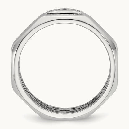 IB Goodman Mens Satin Complete 1/20ct Diamond Ring, 14K White Gold