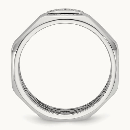 IB Goodman Mens Satin Complete 1/20ct Diamond Ring, 14K White Gold