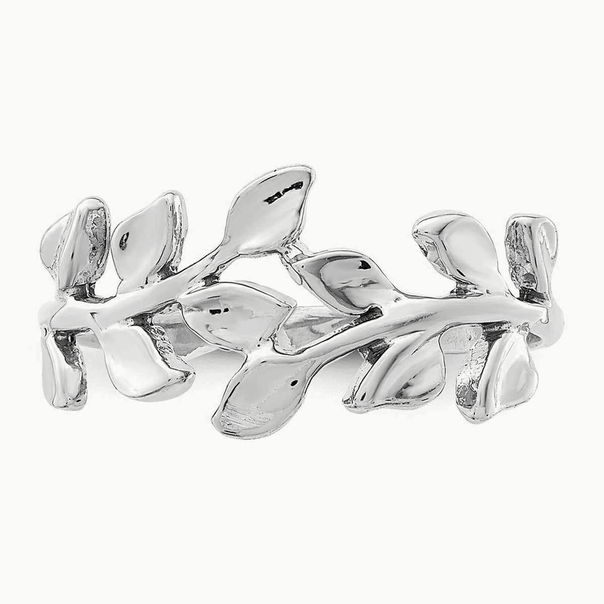 Polished Leaf Ring — 14K White Gold, 7