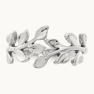 Polished Leaf Ring — 14K White Gold, 7