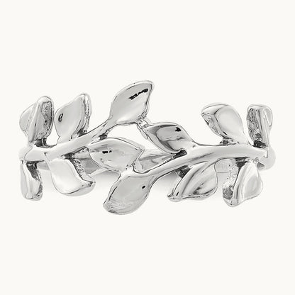 Polished Leaf Ring — 14K White Gold, 7