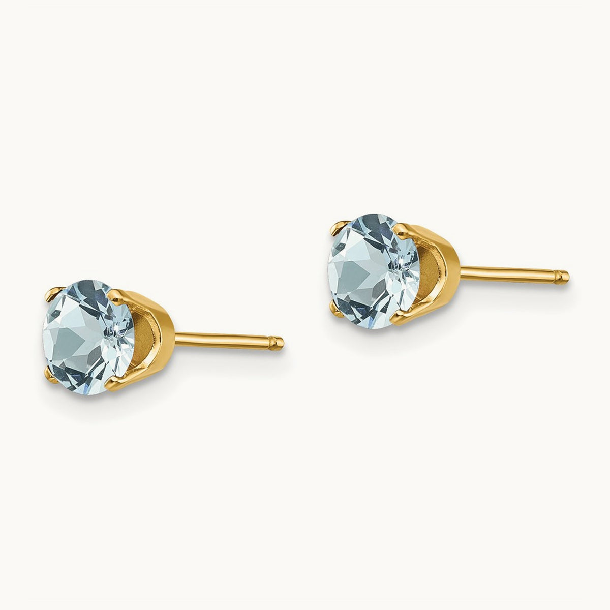 Aquamarine Earrings - March, 5mm, 14K