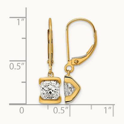 Princess Leverback Earrings, 2.00 ct tw Lab-Grown Diamond