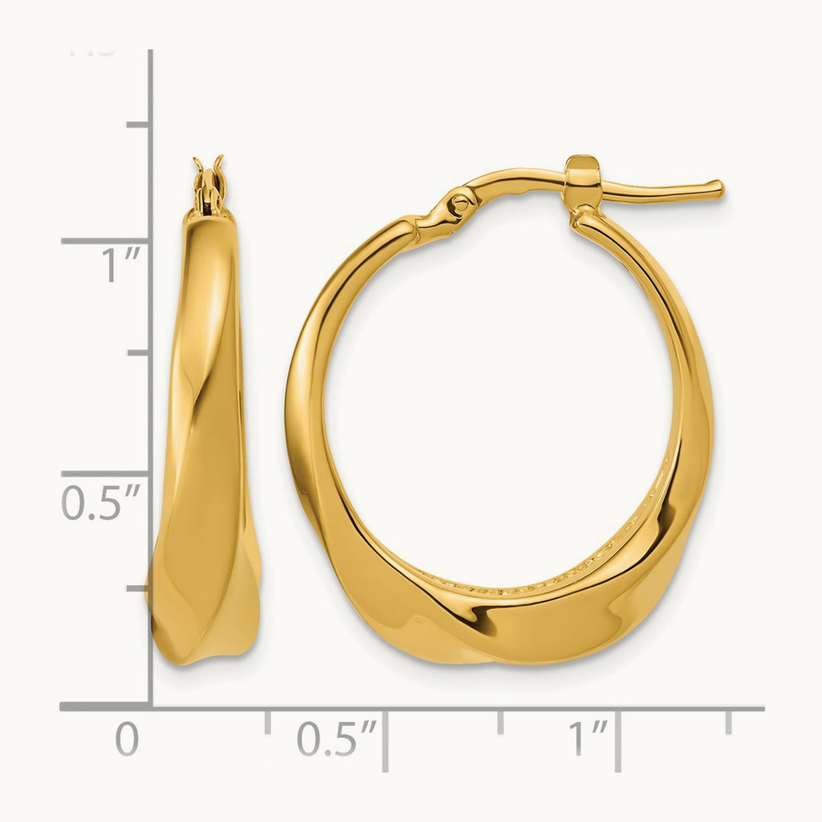 Polished Twisted Hollow Hoop Earrings, 14K — Leslie's