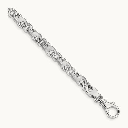 Hand-polished and Satin Link Bracelet, 5.4mm, 14K White Gold