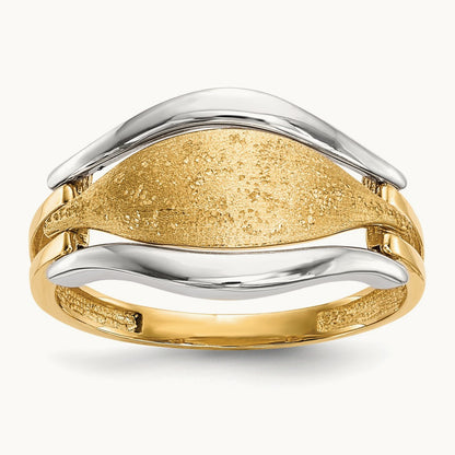 Polished & Textured Ring, 14K Two-tone