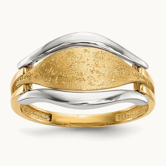 Polished & Textured Ring, 14K Two-tone