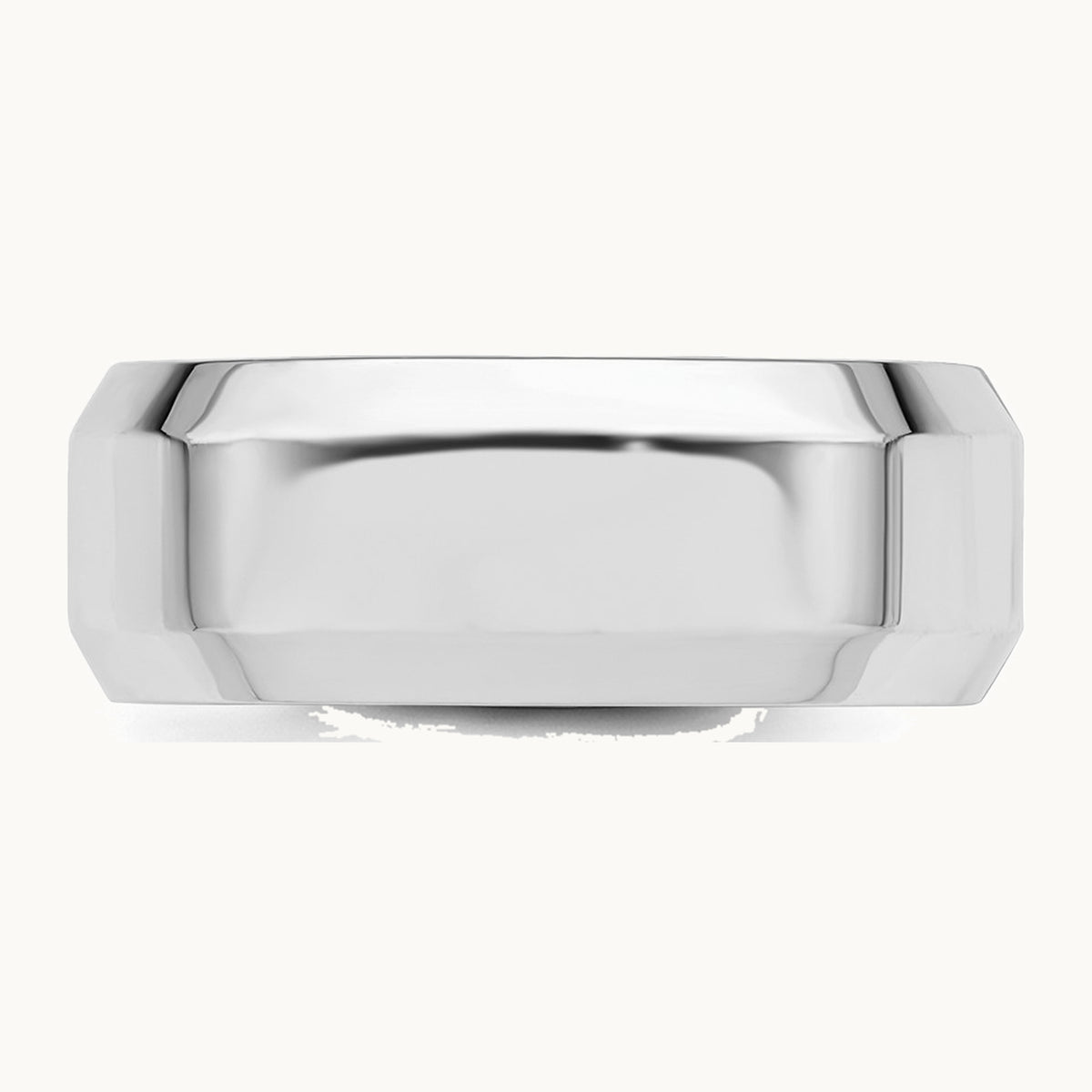 Sterling Silver Rhodium-plated 8mm Bevel Edge Band